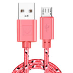 FUCHU 2m Nylon Braided Micro USB Fast Charging Cable – Multi-Color Micro USB Cable Richie's Pink 2m