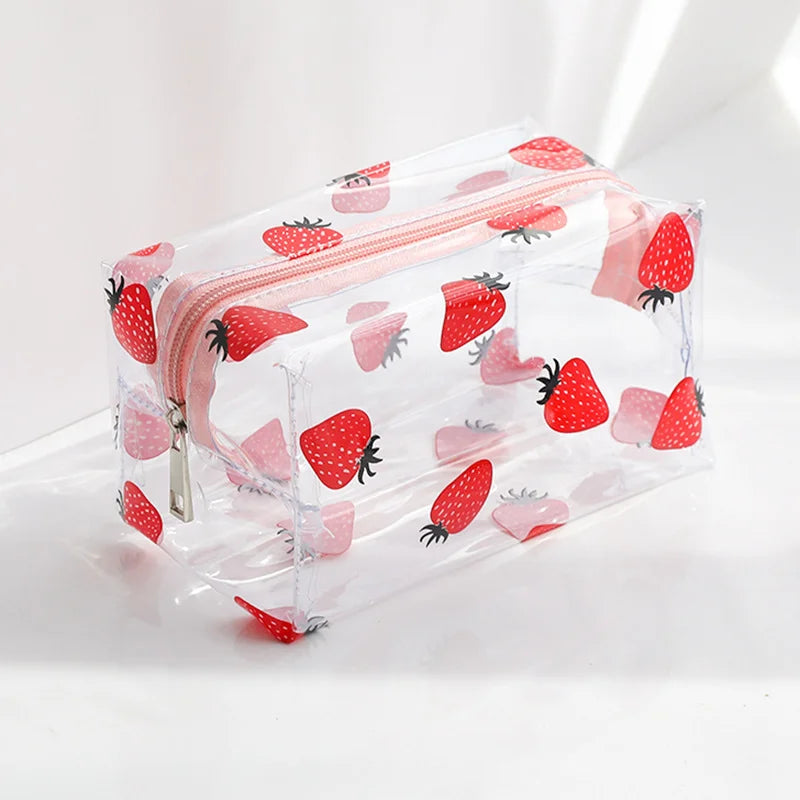Clear PVC Strawberry Pencil Case – Large Capacity Makeup Bag Pencil Case Richie's Default Title