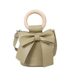 Bow Tie Mini PU Leather Crossbody Bag – Wooden Handle Tote Crossbody Shoulder Bag Richie's