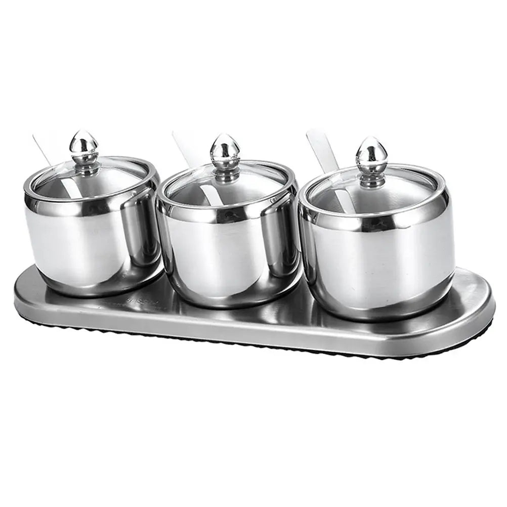 Stainless Steel Seasoning Jar Set – 3 Jars with Base | Richie's Seasoning Jar Set Richie's