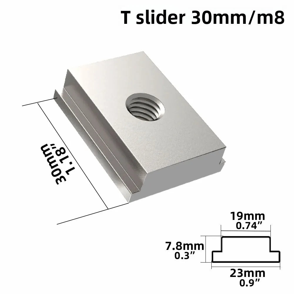 8-Pc T-Track Slider Set M6/M8 Aluminum Alloy Groove Fastener Clamp T-Track Slider Set Richie's Silver - M8 slider 8pcs