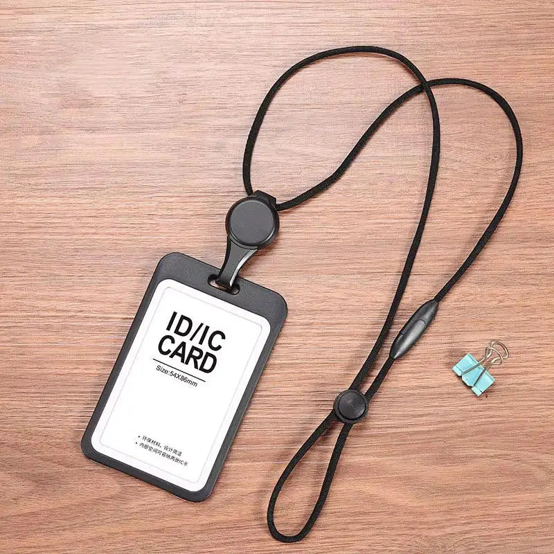 Retractable ID Badge Holder with Removable Lanyard | ABS ID Badge Holder Richie's Black Vertical