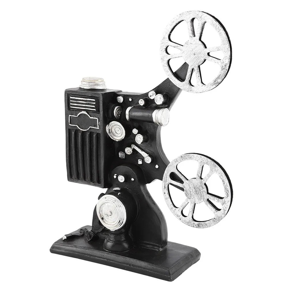 Vintage Resin Film Projector Ornament | Retro European Décor Resin Decorative Ornament Richie's Black