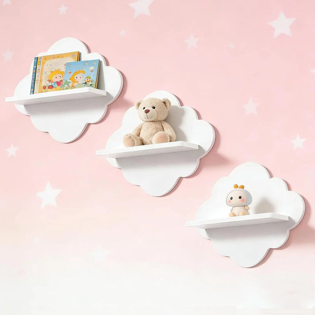 Cloud-Shaped Floating Wall Shelves Set of 3 – Kids Room Decor Floating Wall Shelves Richie's Default Title