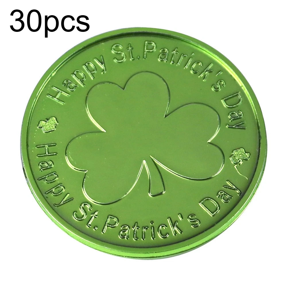 30pcs Shamrock Coins – St. Patrick's Day Gold & Green Décor Holiday Party Décor Richie's green 30pcs