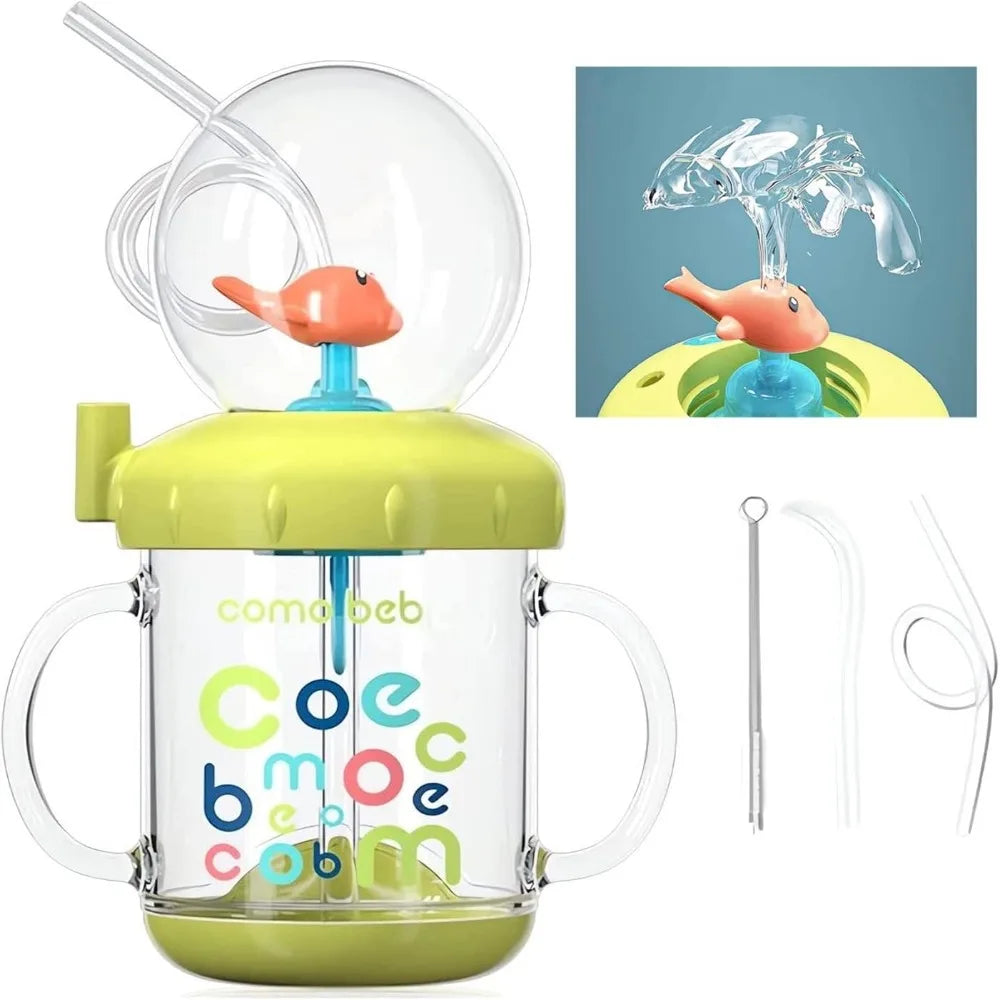 Whale Straw Cup for Kids – Leak-Proof Insulated 220ml/350ml Kids Straw Cup Richie's Green 1