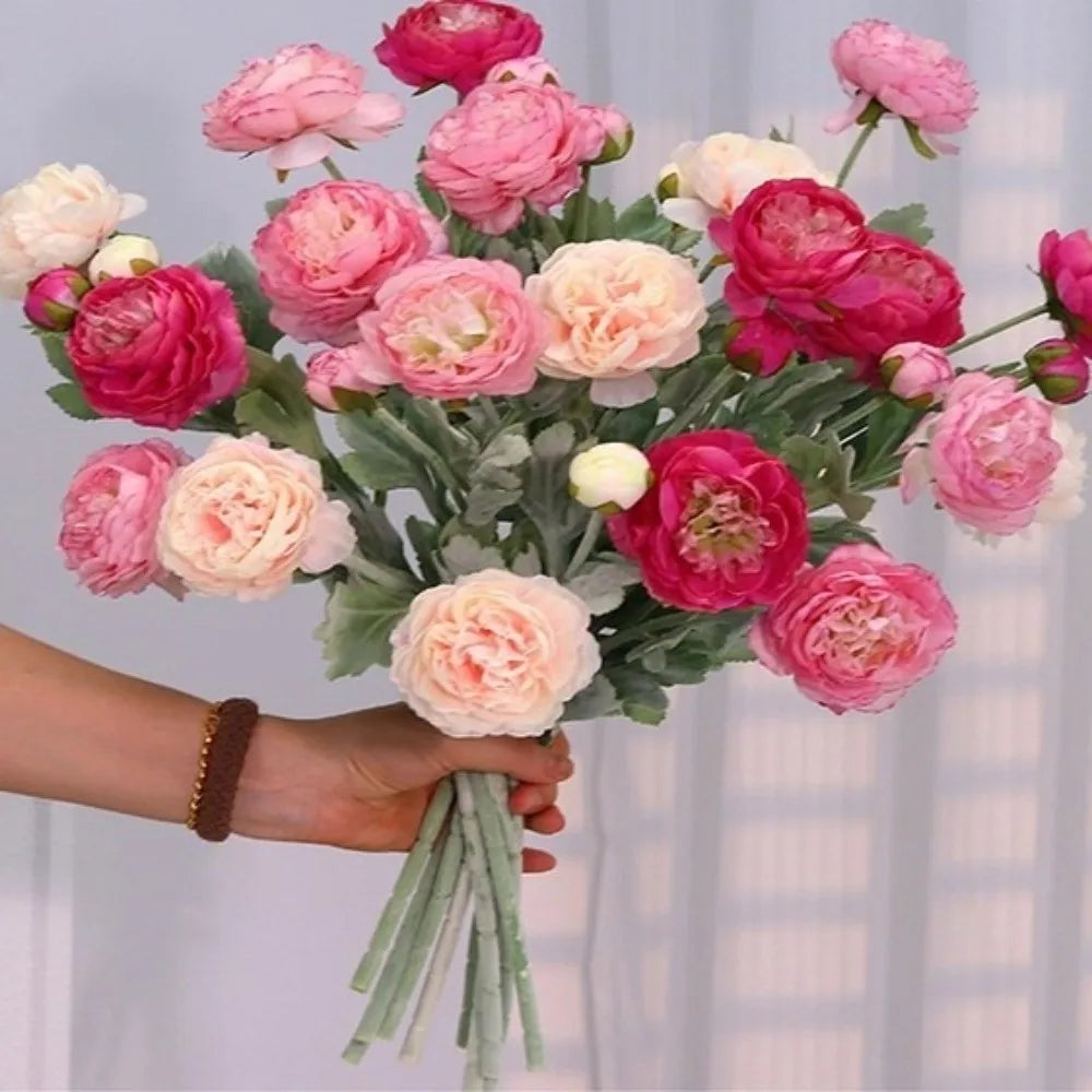3-Head Silk Peony Artificial Bouquet – Wedding & Home Décor Artificial Flower Bouquet Richie's