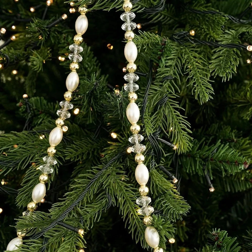 1.8M Acrylic Bead Garland – Crystal & Pearl Christmas Strand Christmas Bead Garland Richie's