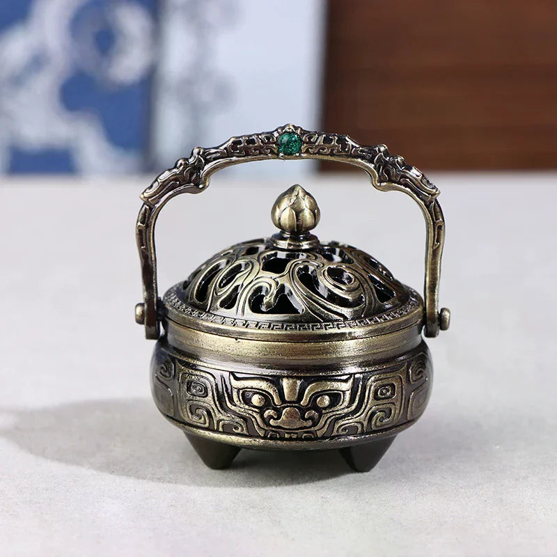 Chinese Style Alloy Incense Burner Bowl with Handle | Yoga Decor Incense Burner Richie's