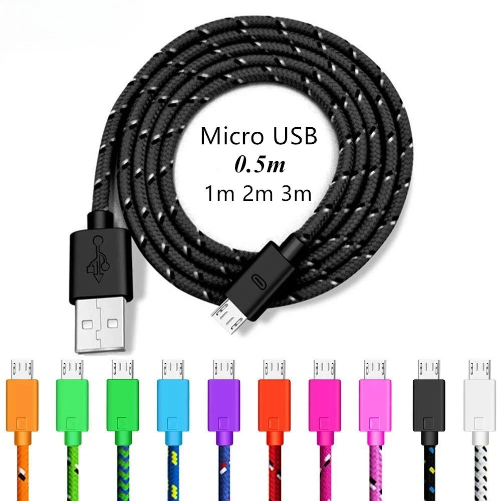 FUCHU 2m Nylon Braided Micro USB Fast Charging Cable – Multi-Color Micro USB Cable Richie's