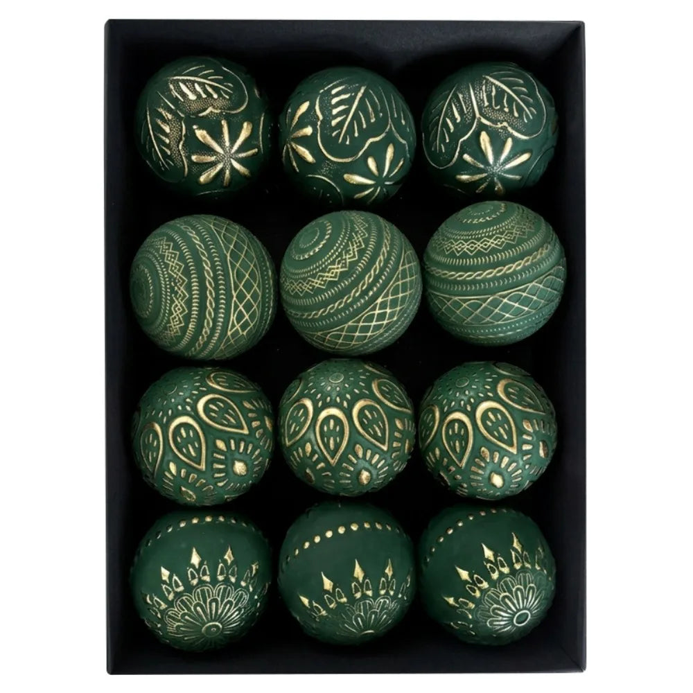 12 Antique-Style Christmas Ball Ornaments – Classic 8cm Baubles Christmas Tree Ornaments Richie's 5 8cm