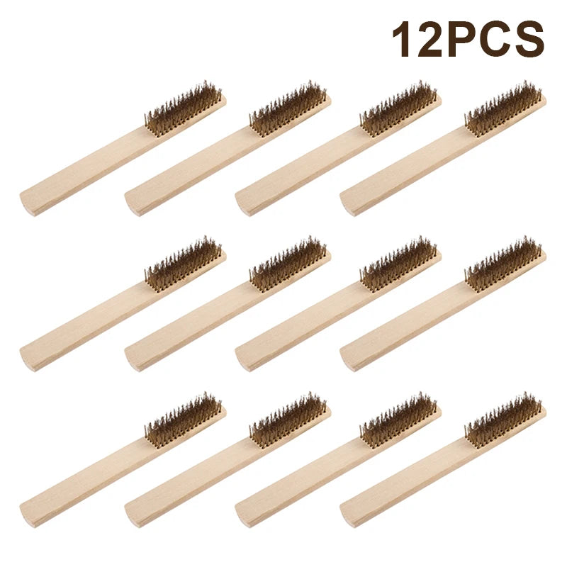 Wooden Handle Copper Wire Brush Set – Heavy-Duty Scrubbing Wire Brush Set Richie's A12
