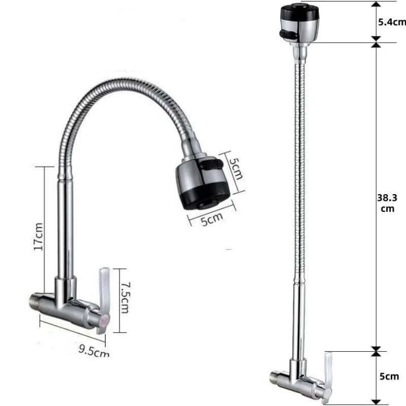 Wall Mount Kitchen Faucet 360° Rotating Hot & Cold Single Handle Wall Mount Faucet Richie's