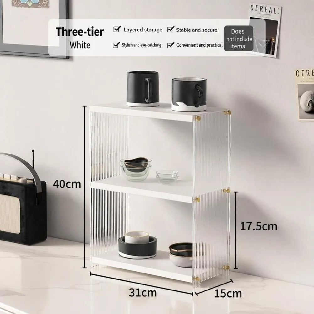 Acrylic Cup Storage Rack – Dust-Proof Tabletop Display Shelf Cup Storage Rack Richie's Type B-3 Layers