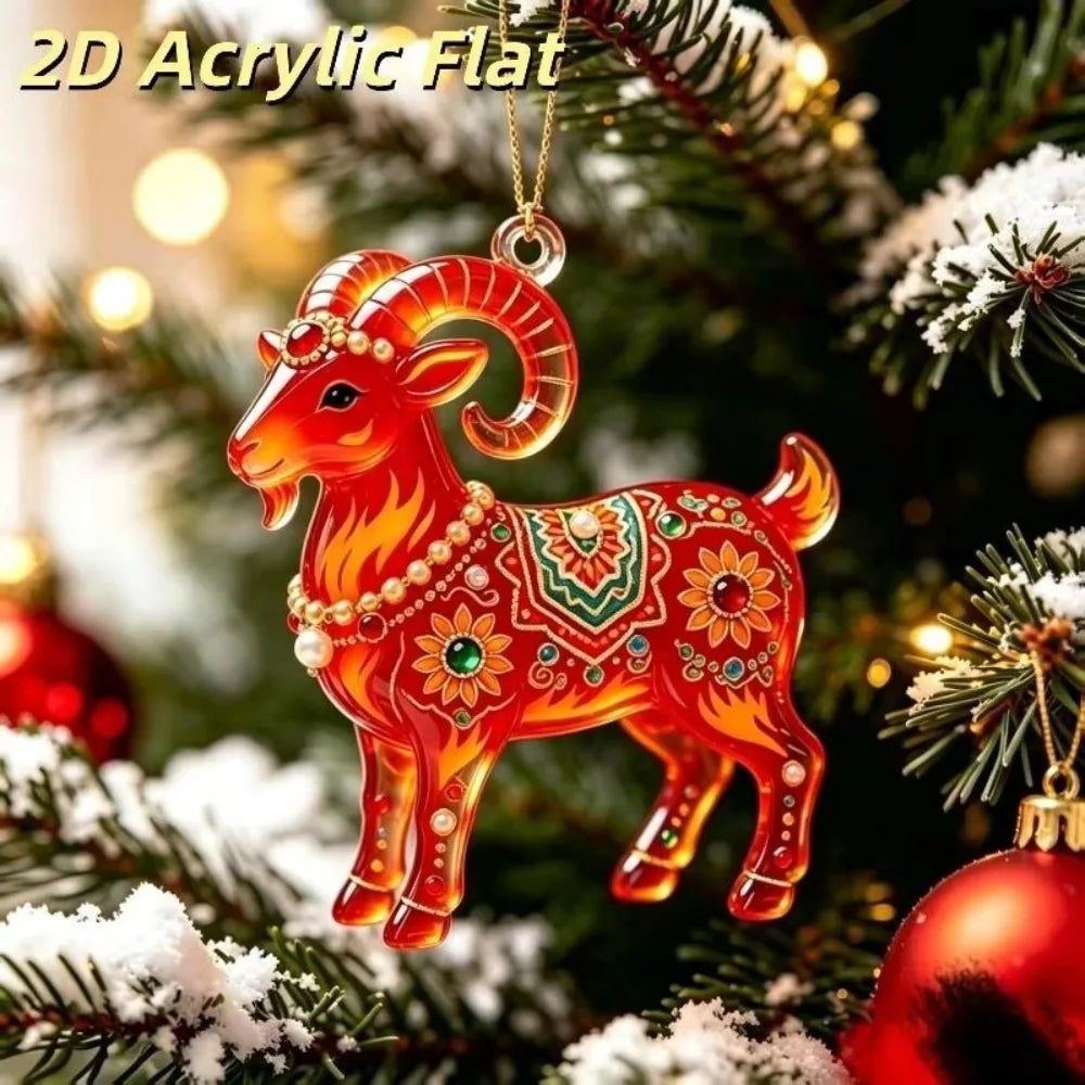 Acrylic Goat Christmas Ornament – Rhinestone Hanging Pendant Christmas Tree Ornament Richie's