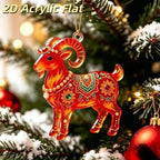 Acrylic Goat Christmas Ornament – Rhinestone Hanging Pendant Christmas Tree Ornament Richie's