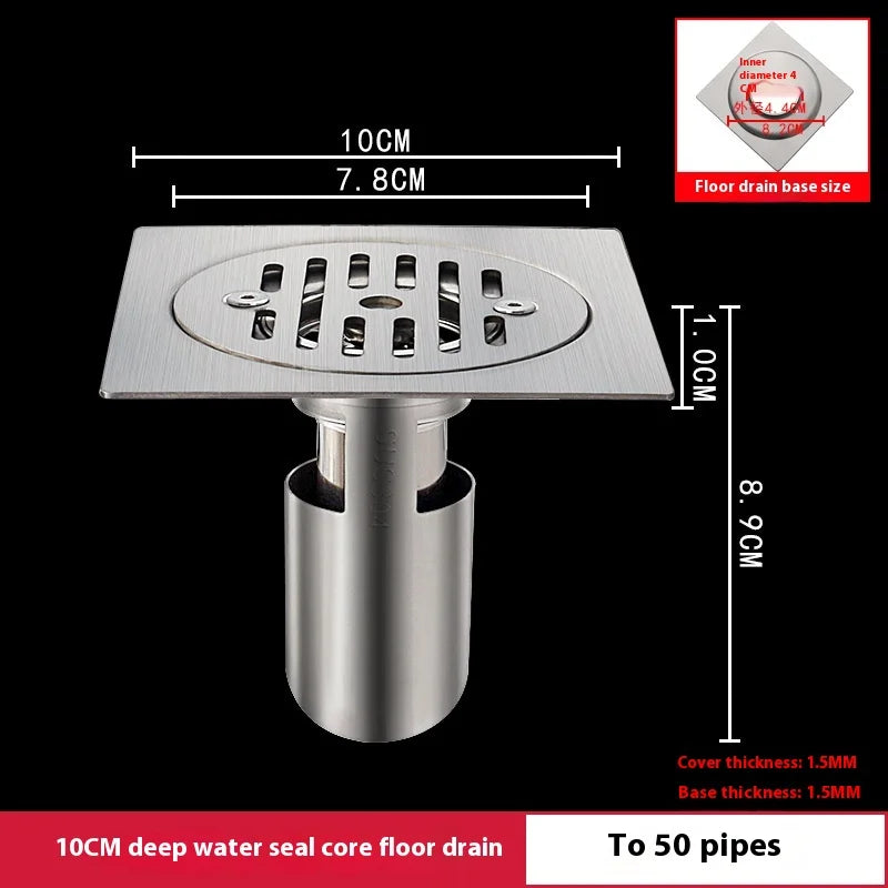 304 Stainless Steel Lockable Floor Drain – 110mm Institutional Lockable Floor Drain Richie's 10CM 50-75 tube-1