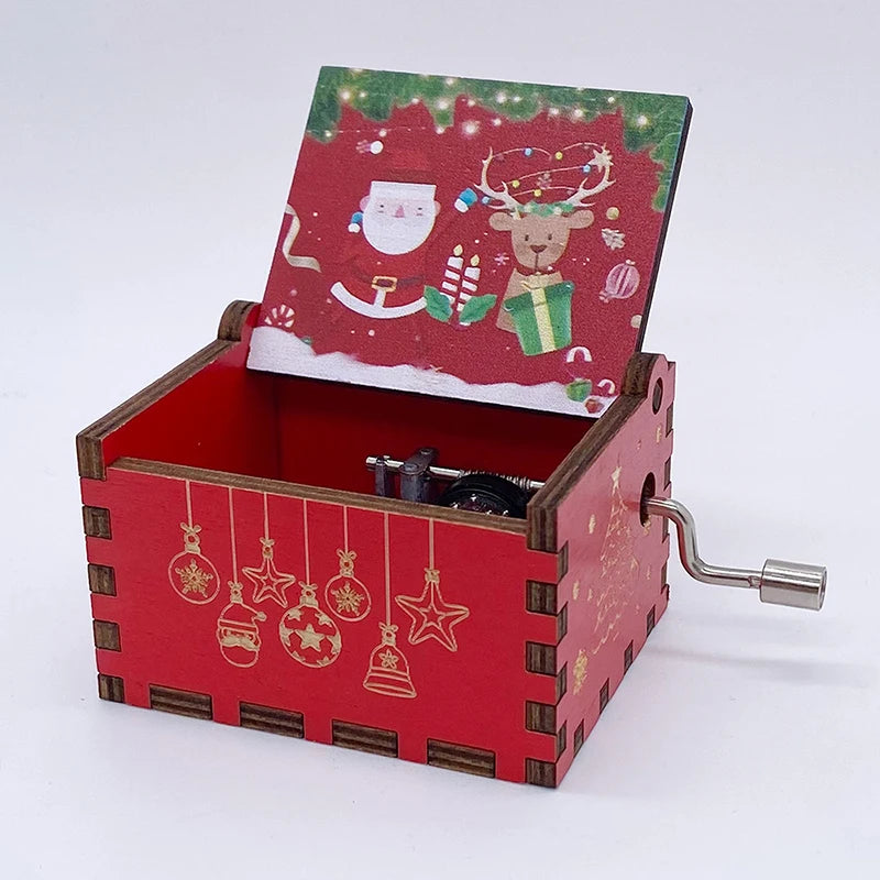 Wooden Hand Crank Music Box – Christmas Theme Holiday Gift Music Box Richie's 03