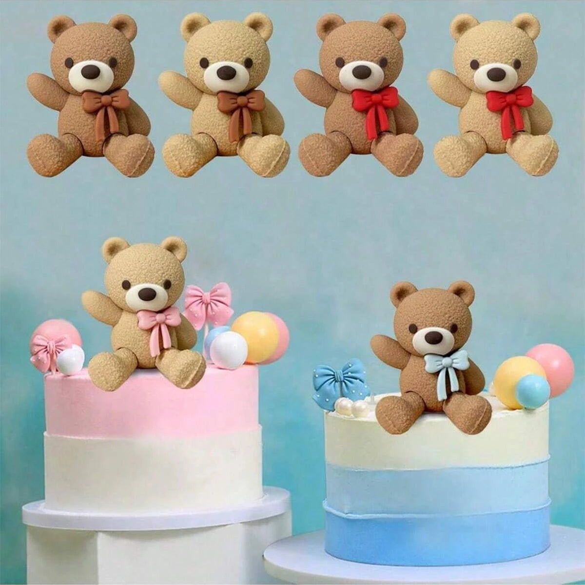 Teddy Bear Cake Toppers – Bow Tie Bear Party Figurines Cake Topper Figurine Richie's