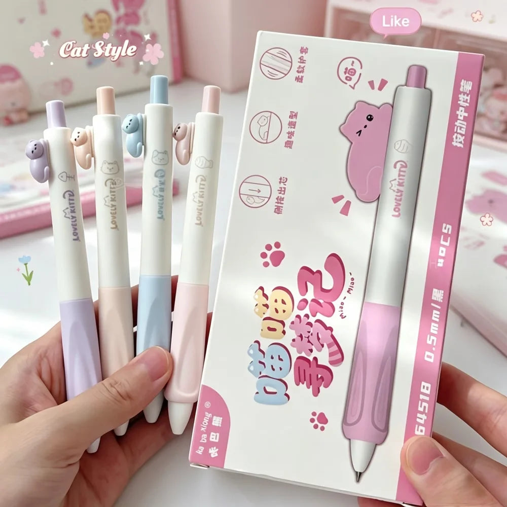 4-Pack 3D Cat Clip Telescopic Gel Pens – Black Ink & Soft Grip Novelty Gel Pens Richie's black