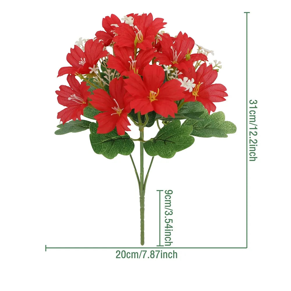 UV Resistant Artificial Trumpet Flower Bouquet | Home Decor Artificial Flower Bouquet Richie's Red