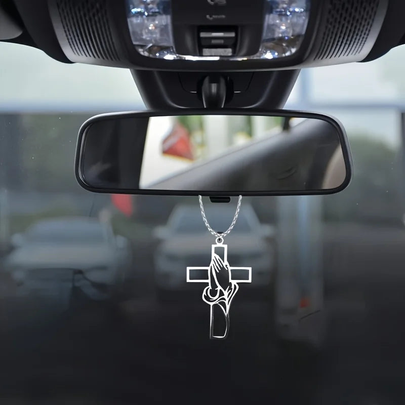 Hollow Prayer Hands Cross Pendant – Car Rearview Mirror Decor Car Interior Pendant Richie's