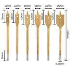 6-Piece Titanium Spade Drill Bit Set 10–25mm Woodworking Spade Drill Bit Set Richie's