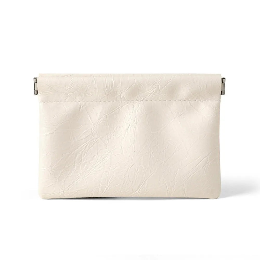 Waterproof PU Leather Coin Purse – Auto-Closure Mini Bag Coin Purse Richie's Large White