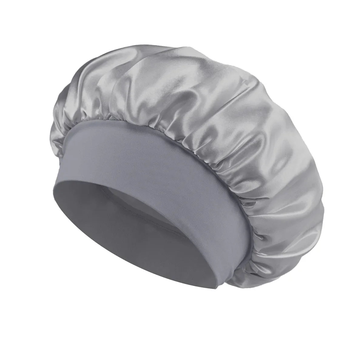 Satin Wide-Brim Sleeping Bonnet – Unisex Hair Care Night Cap Satin Sleep Bonnet Richie's GRAY