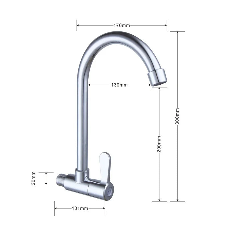 Wall Mount Single Cold Kitchen Faucet – Stainless Steel Sink Tap Kitchen Wall Faucet Richie's 201-2