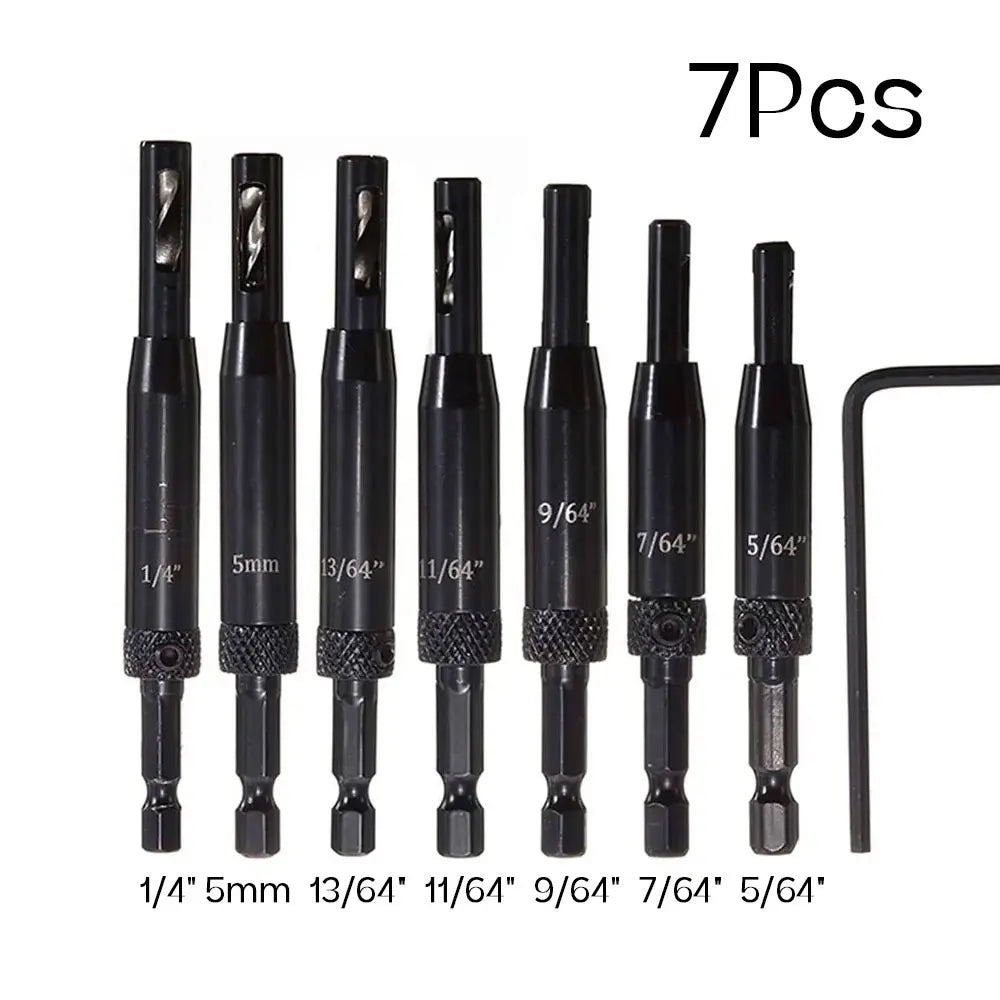 Self-Centering Hinge Drill Bit Set – Woodworking Pilot Hole Tool Hinge Drill Bit Set Richie's 7 Pcs