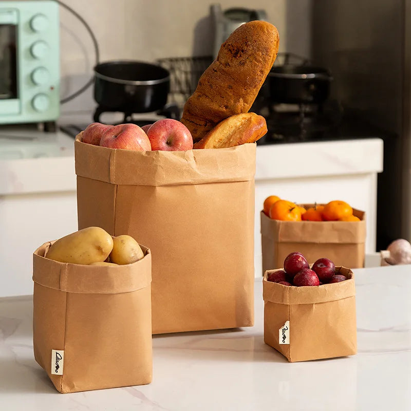 Washable Kraft Paper Storage Bag – Collapsible Beige Organizer Kraft Paper Organizer Richie's