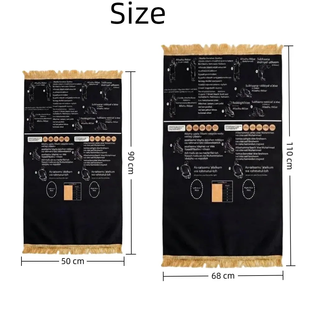 Educational Prayer Mat Foldable Bilingual Visual Guide Non-Slip Educational Prayer Mat Richie's