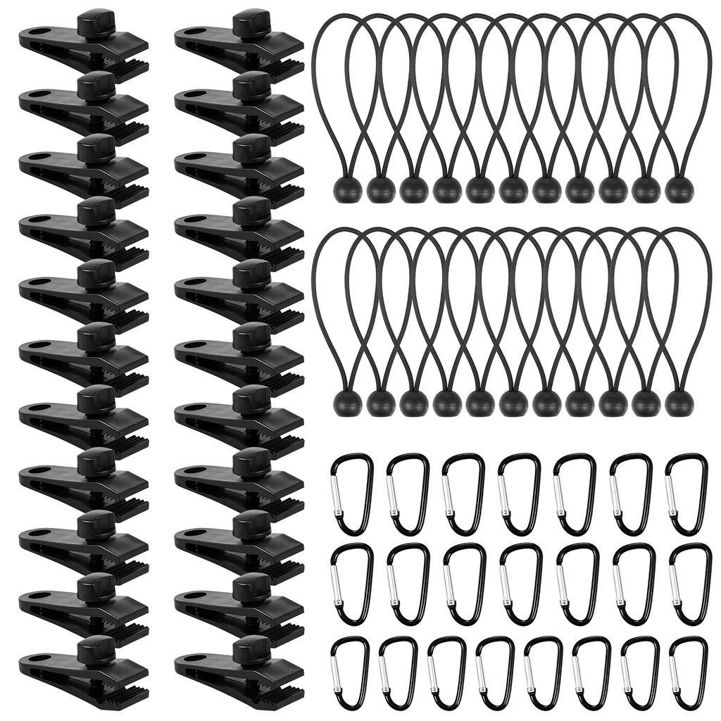 Heavy Duty Tarp Clips & Ball Bungee Cords 22-Pack Kit Tarp Clip Kit Richie's 22 Pack Tent Clips