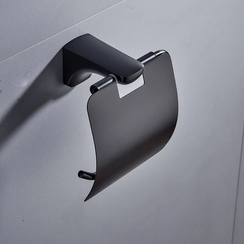 HOBHE Matte Black Stainless Steel Toilet Paper Holder Stand Toilet Paper Holder Richie's