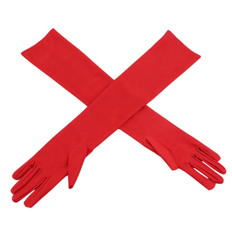 Women's Long Satin Opera Gloves for Prom, Party & Costume Satin Opera Gloves Richie's Red One Size