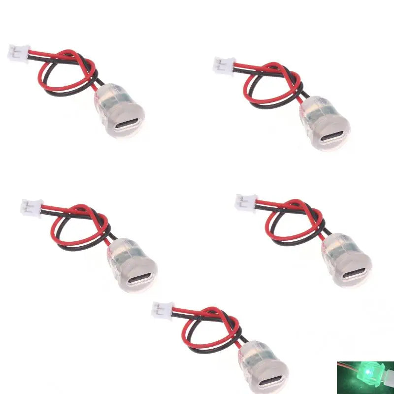 Type-C Female Socket Connector Waterproof LED 3A 5V Fast Charge USB-C Socket Connector Richie's A2 5Pcs