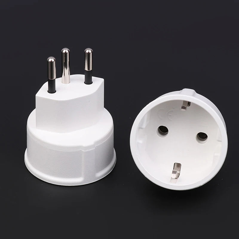 Swiss to EU French Plug Adapter 3-Pin to 2-Pin Converter – White Plug Adapter Converter Richie's Jack with lock