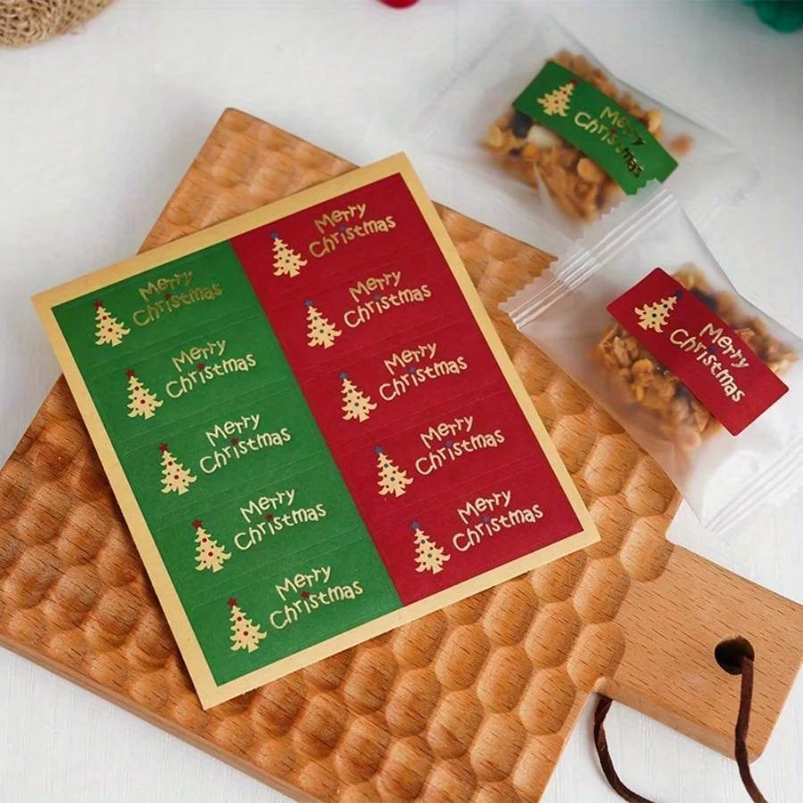 50pcs Vintage Christmas Sealing Stickers Golden Foil Labels Christmas Sealing Stickers Richie's