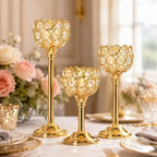 Gold Crystal Tealight Candle Holder – Festive Home Decor Candle Holder Richie's