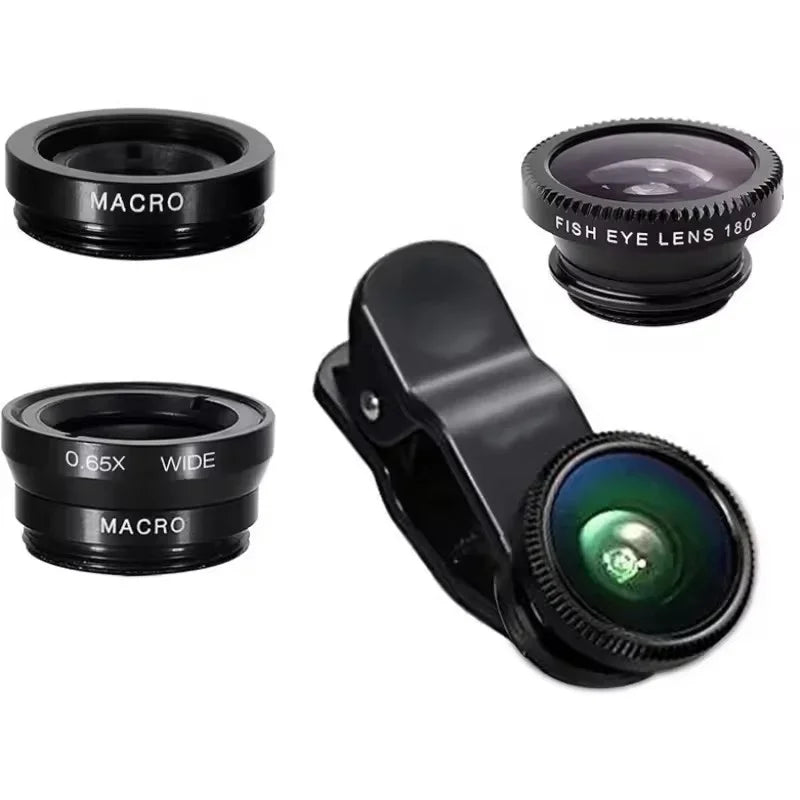 3-in-1 Fisheye Wide Angle Macro Clip Lens Kit for Smartphones Phone Camera Lens Kit Richie's