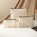 Lace Cosmetic Pouch with Pearl Chain – Women's Makeup Bag Cosmetic Makeup Bag Richie's S-11X16X3CM-beige