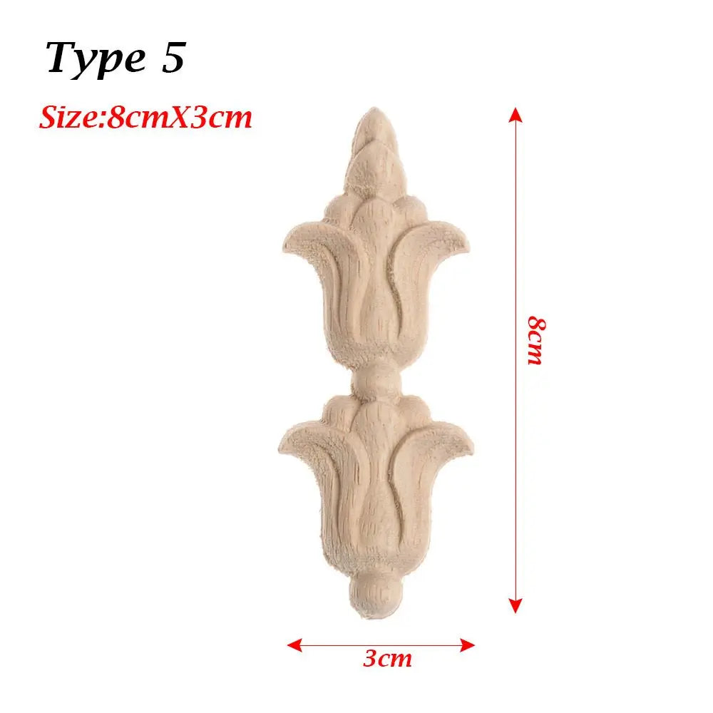 Unpainted Wood Carved Rose Flower Applique Furniture Ornament Wood Carved Applique Richie's type 5-8cmX3cm-