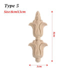 Unpainted Wood Carved Rose Flower Applique Furniture Ornament Wood Carved Applique Richie's type 5-8cmX3cm-