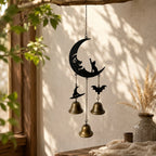 Gothic Moon Cat Metal Wind Chime – Halloween Bat & Witch Hat Décor Gothic Wind Chime Richie's