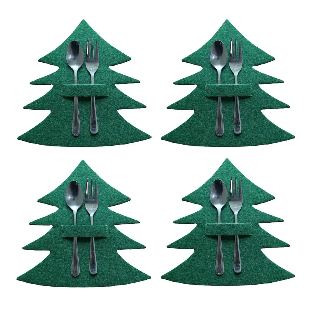 Christmas Cutlery Holder Bags | Festive Non-Woven Fabric 4 Pcs