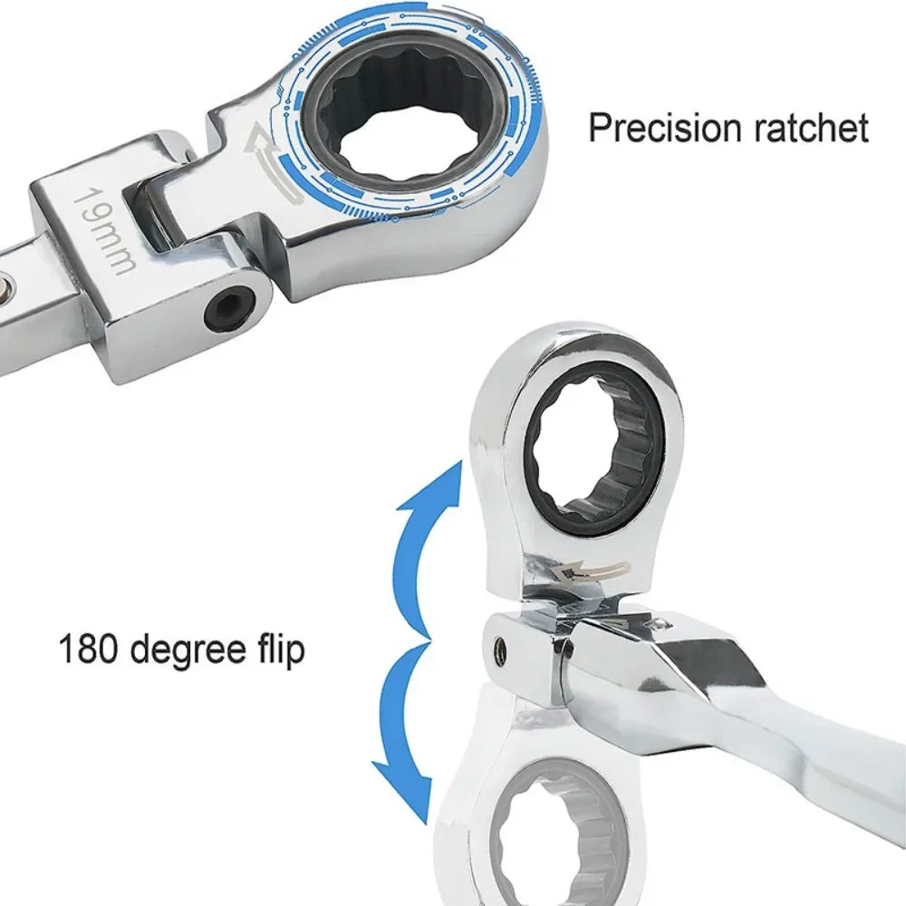 TOTNEND Ratchet Wrench Set 180° Rotatable Interchangeable Heads Ratchet Wrench Set Richie's