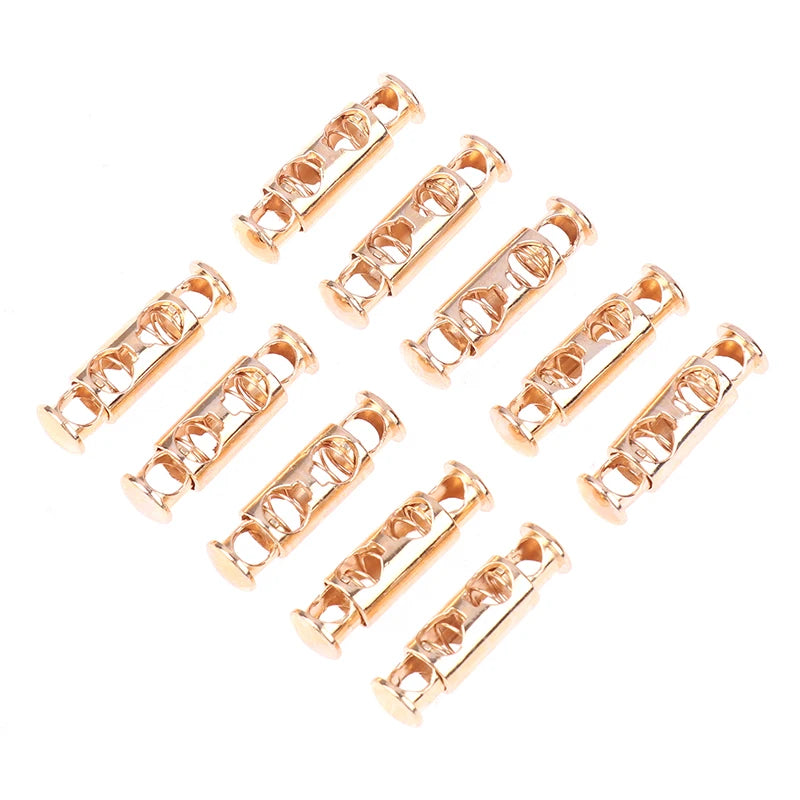 10Pcs Metal Spring Buckle Cord Lock Double Hole 26×8×5mm Cord Lock Buckle Richie's Gold