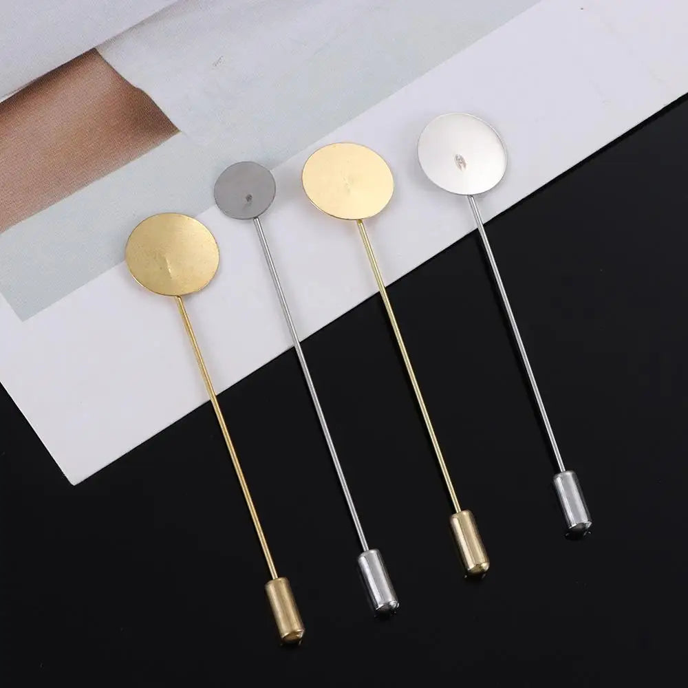 10pcs Cabochon Tray Cameo Brooch Pins Gold Silver DIY Craft Set Brooch Pin Set Richie's