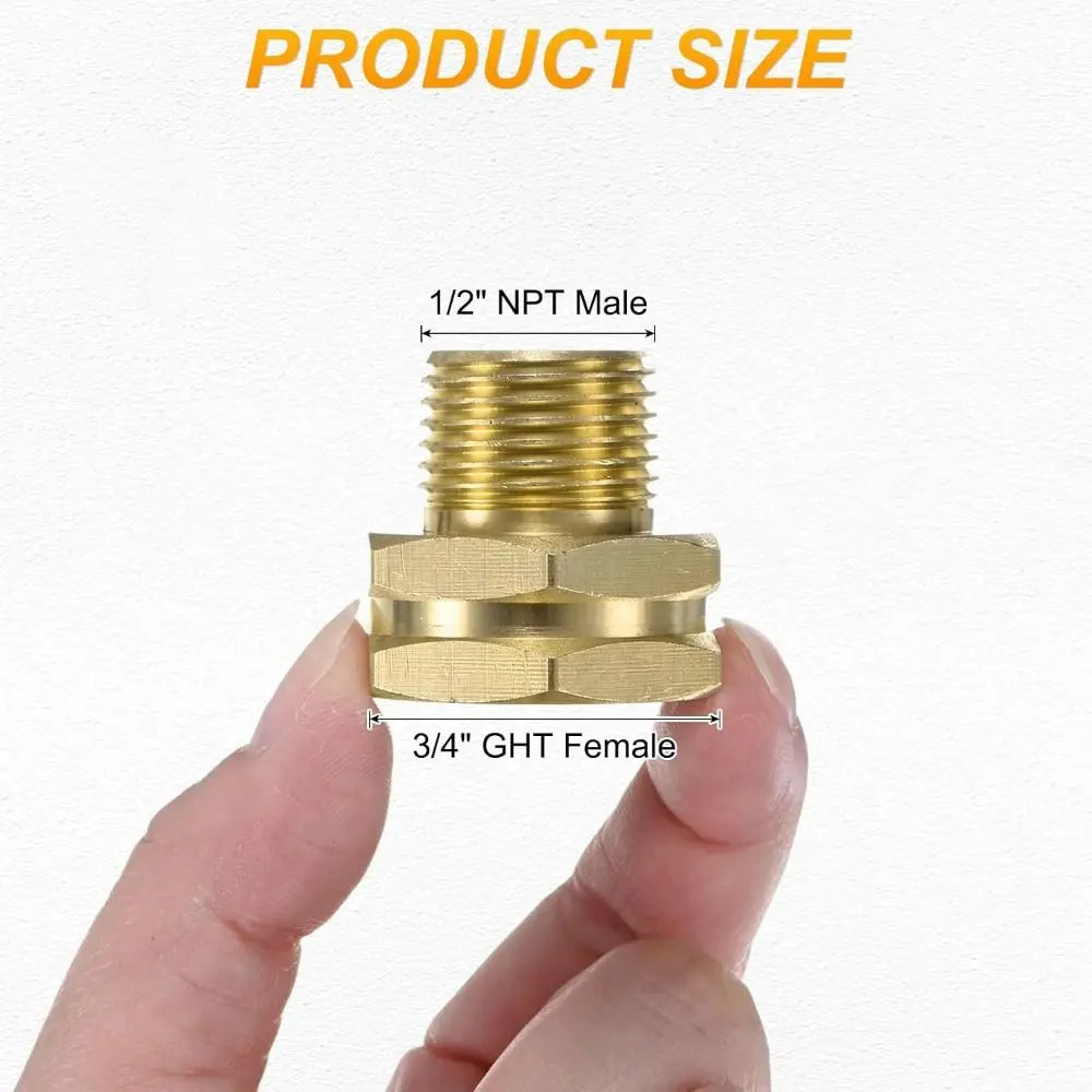 Brass 3/4" GHT to NPT Male Garden Hose Adapter Fitting Garden Hose Adapter Richie's